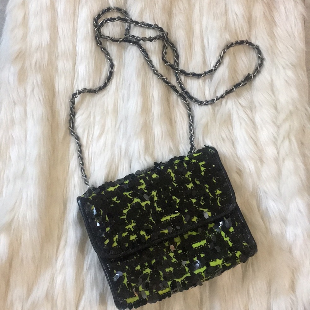 RACHEL roy Black & Green clutch bag